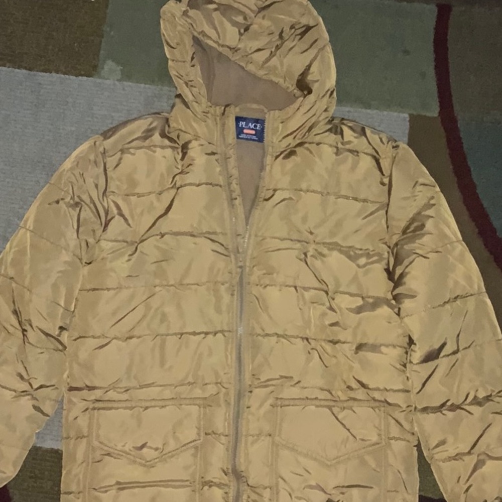 Place Beige Hooded Puffer Coat